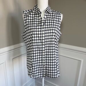 TALBOTS Sleeveless Wrinkle Resistant Shirt Collar Button Up Size 12